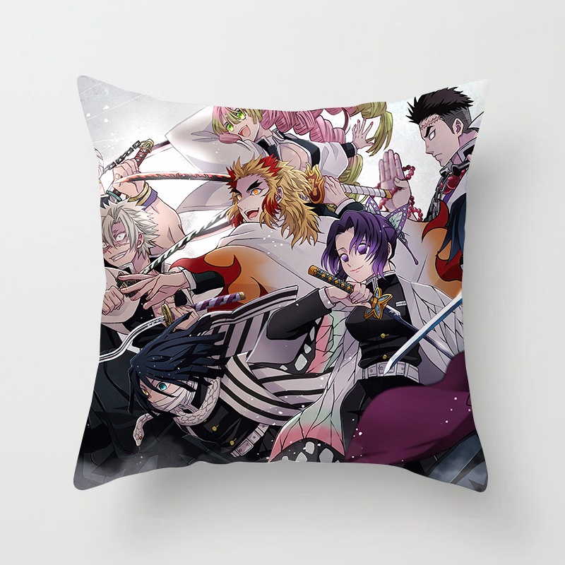 Gối ôm tựa lưng kimetsu no yaiba thanh g.ươm diệt quỷ Demon Slayer 45x45cm Tanjirou Nezuko  Zenitsu Shinobu Kanae Kyouju
