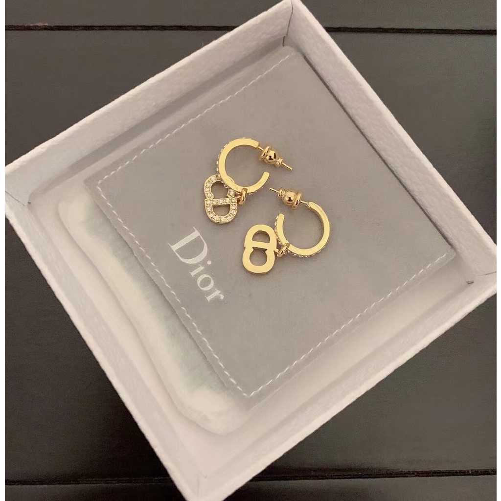 Bông Tai Chữ D Đính Kim Cương Giả Phong Cách Retro 2022c