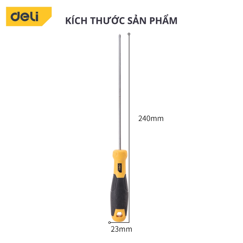 Tua Vít Deli Cao Cấp Đầu Philips - Đầu Vít Từ Tính Dễ Dàng Sử Dụng - Kích Thước 15cm - EDL633150