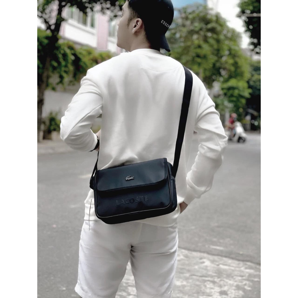 Túi đeo chéo, cặp đựng Ipad Lacoste classic, form ngang chống thấm nước, hàng VNXK cao cấp