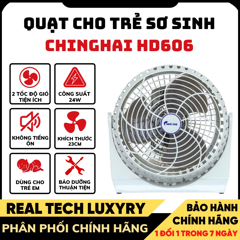 Quạt bàn cho trẻ sơ sinh Chinghai hd606 Công Suất 24W Hoạt Động Với 2 Tốc Độ Gió - Hãng Bảo hành 12 tháng
