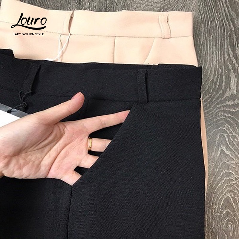 Quần ống rộng Louro L3001 1 cúc cạp cao,CÓ ẢNH THẬT dáng quần ống rộng vải cao cấp, kiểu dáng đơn giản lên dáng cực đẹp | BigBuy360 - bigbuy360.vn