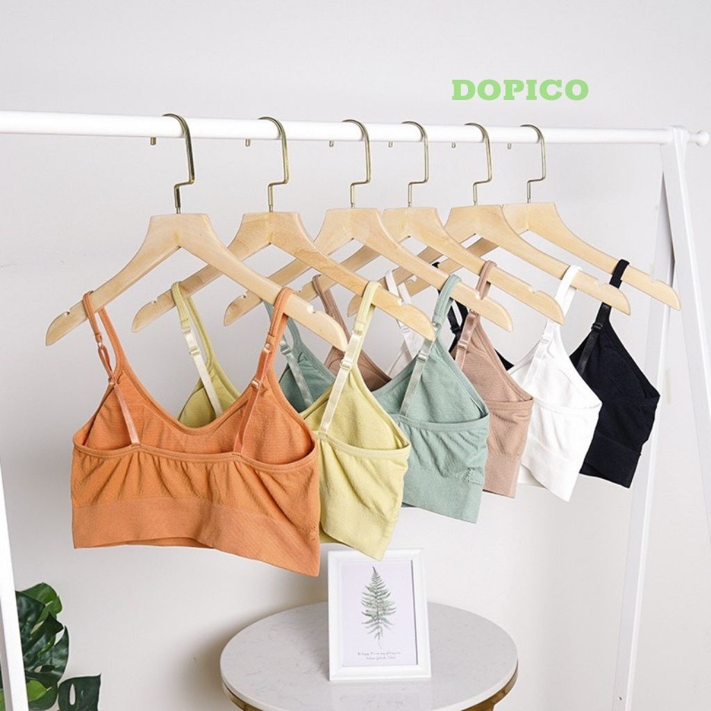 Áo bra nữ 2 dây tập gym thể thao đẹp, áo lót không gọng in chữ nổi bật DOPICO B7701