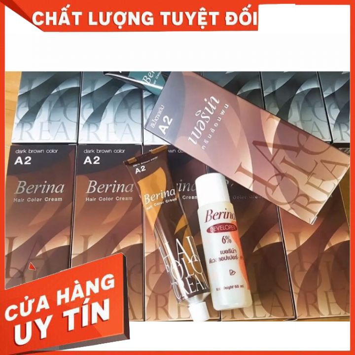 [chính hãng] kem nhuộm tóc phủ bac BERINA chính hãng công ty nhập khẩu Thái Lan   nhuộm tóc mềm mại không khô tóc