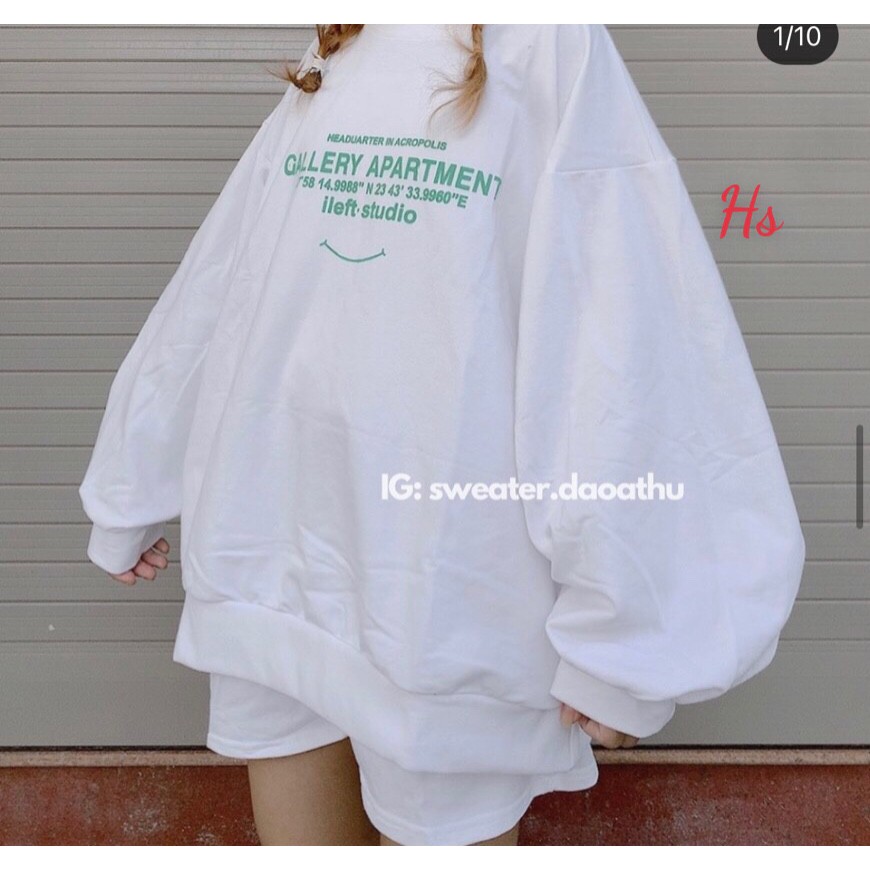 Áo sweater trắng in galley , chất liệu chân cua SP000802