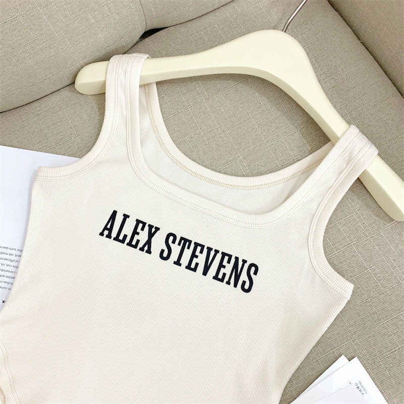 Áo tanktop COZOKC không tay cổ chữ U dáng ôm in chữ