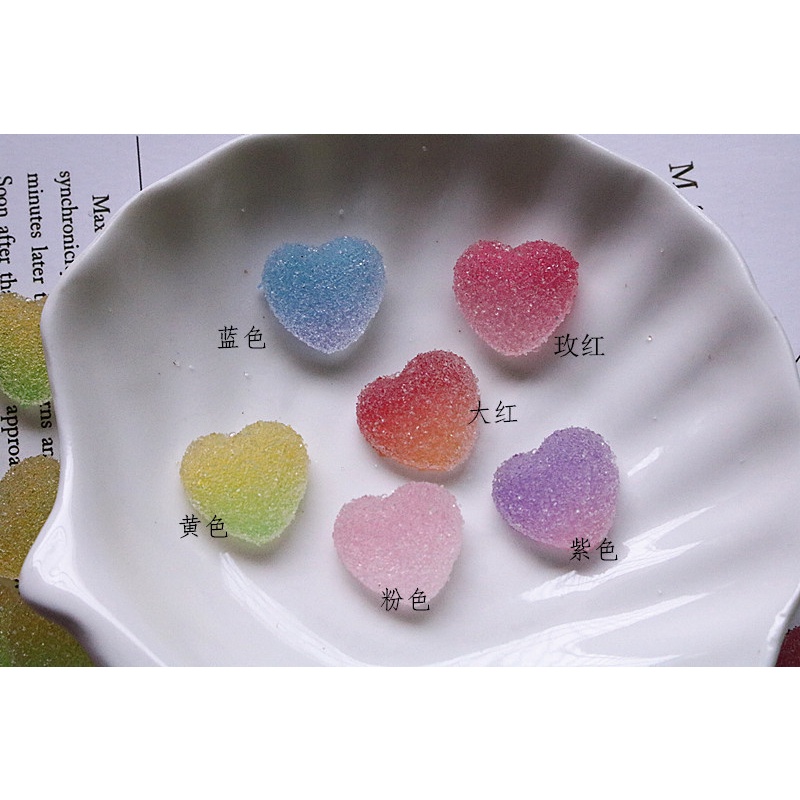 Charm hình viên kẹo dẻo trái tim và ngôi sao, stiker viên kẹo trang trí kẹp tóc, ốp điện thoại, phu kiện làm đồ handmade