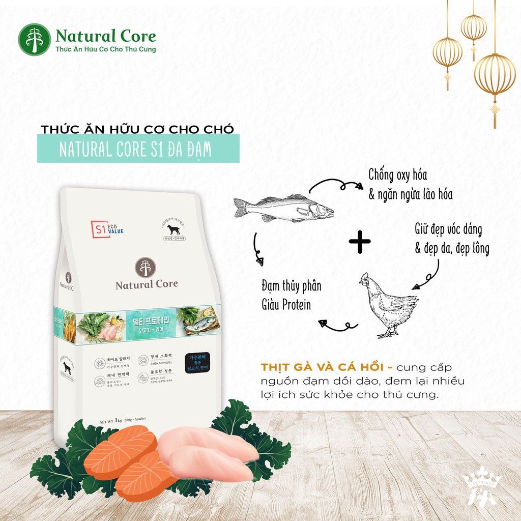 1kg(❁´◡`❁)THỨC ĂN HỮU CƠ NATURAL CORE S2 THỊT CỪU CHO CHÓ Ngăn ngừa dị ứng nhờ phương pháp thủy phân độc quyền của Natur