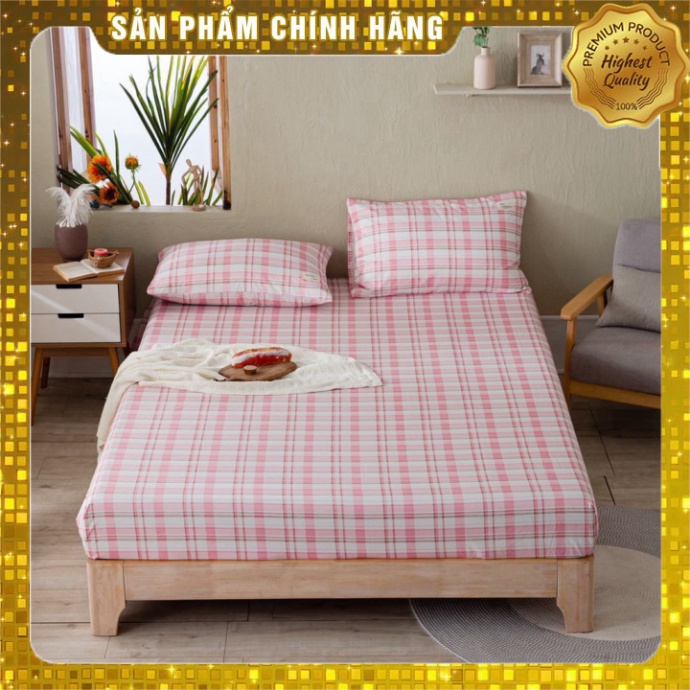 Set 3 món Bộ ga giường vỏ gối cotton tici họa tiết kẻ sọc chấm bi | BigBuy360 - bigbuy360.vn
