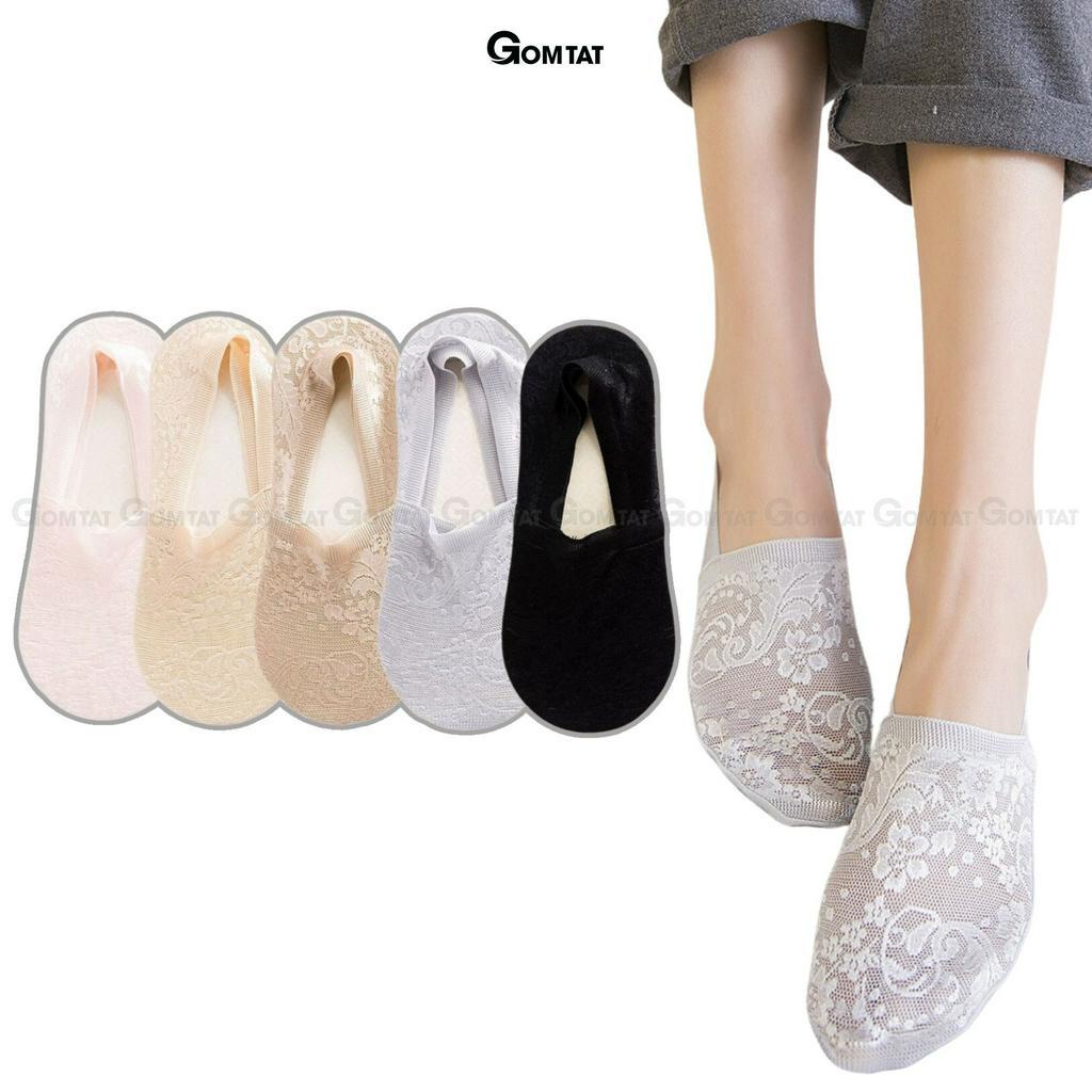 Tất lười nữ đi giày búp bê GOMTAT chất liệu lụa phối ren cao cấp, có bo thun chống tuột gót - LUAREN-PO-3028-1DOI