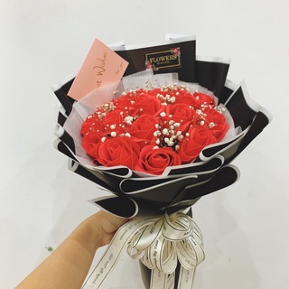 Bó hoa sáp hồng đỏ