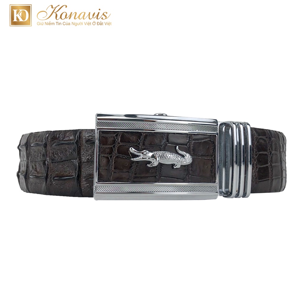 Dây nịt - Thắt lưng da cá sấu Konavis cao cấp bảnghép to  4.0 Cm làm từ vân gai lưng - CB04-02G