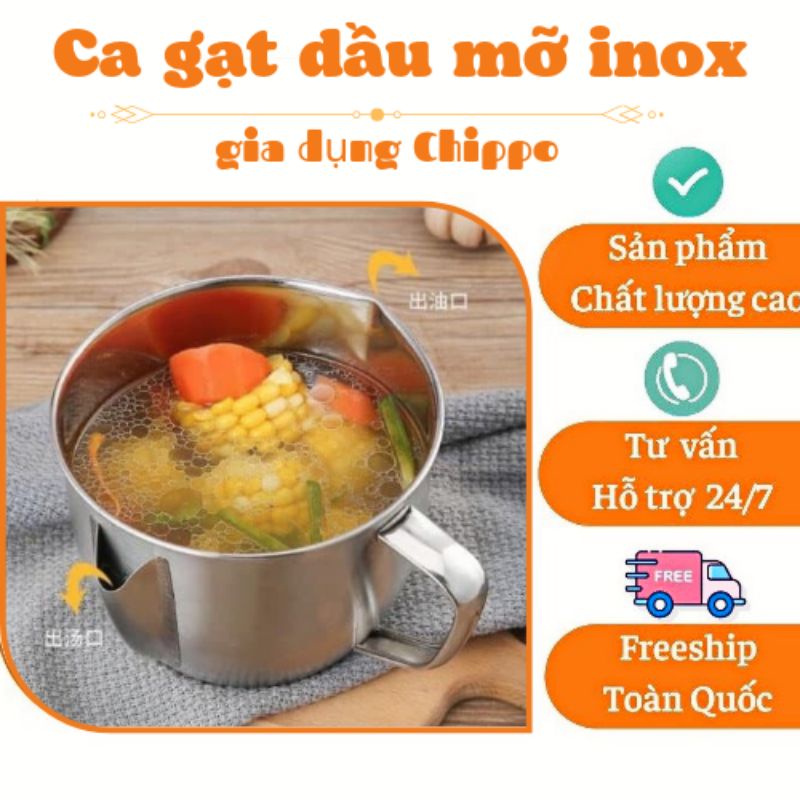 ca gạt dầu mỡ thức ăn ,ca inox cao cấp