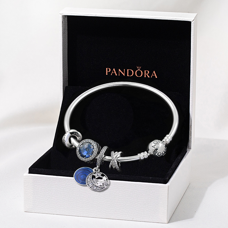 Pandora Bộ Vòng Tay Bạc 925 Hình Trái Tim Đại Dương Kèm Hộp Diy Cho Nữ