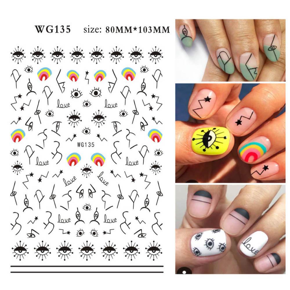 Miếng Dán Trang Trí Móng Tay 3D DIY Họa Tiết Đường Kẻ Trừu Tượng Đẹp Mắt