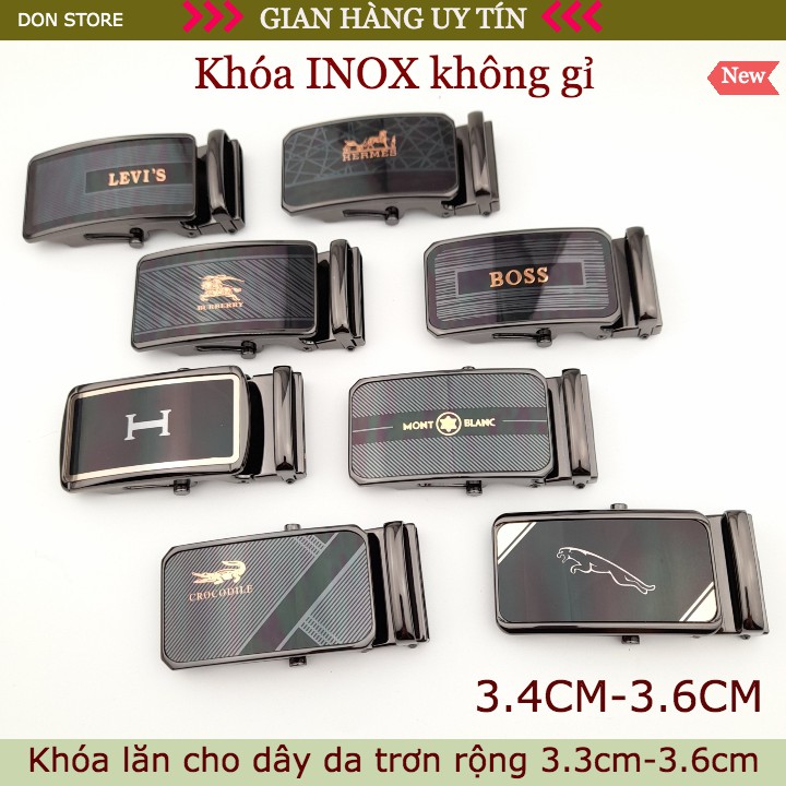 Mặt Khóa Thắt Lưng Nam Kiểu Con Lăn Cho Dây Da Trơn (Hàng loại 1 dày dặn, bền bỉ) cho dây 3.3-3.6cm