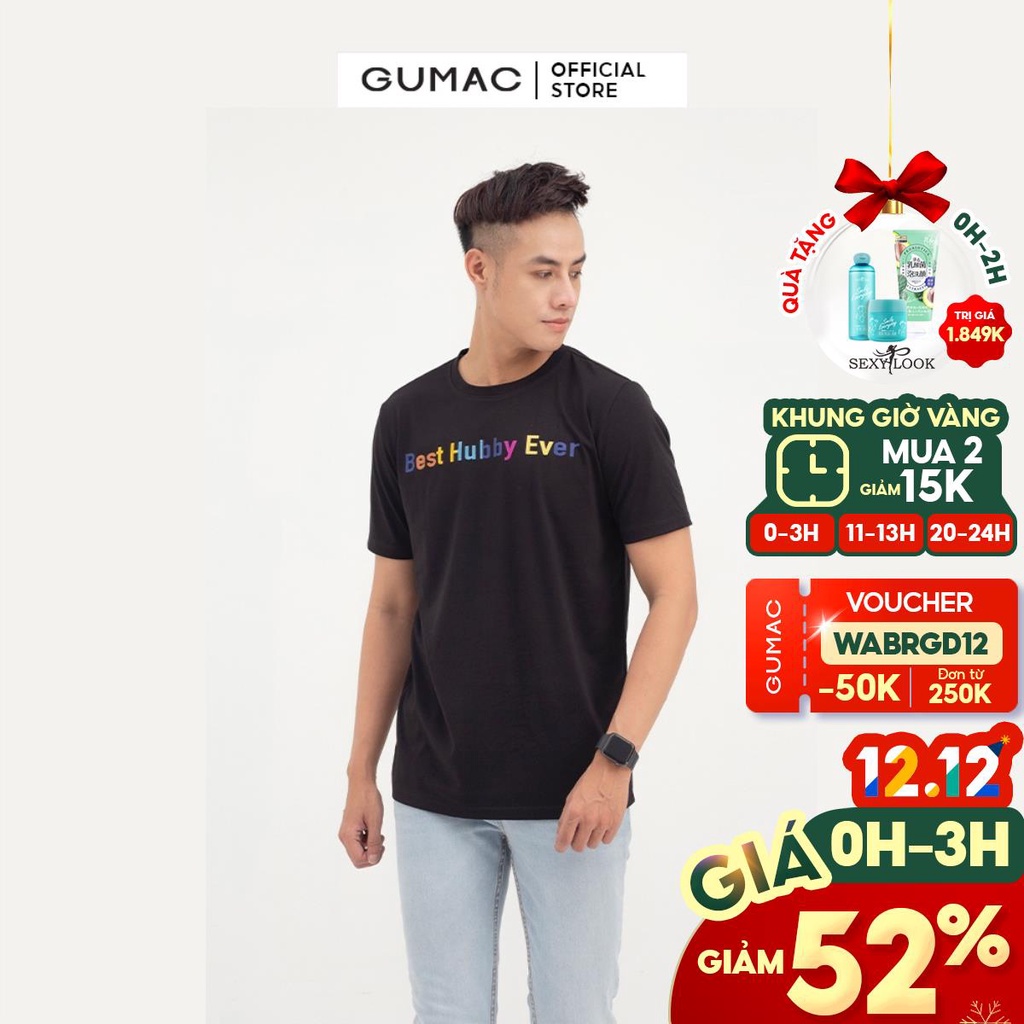 Áo thun nam cổ tròn in chữ màu nổi bật cá tính ATNB827 GUMAC