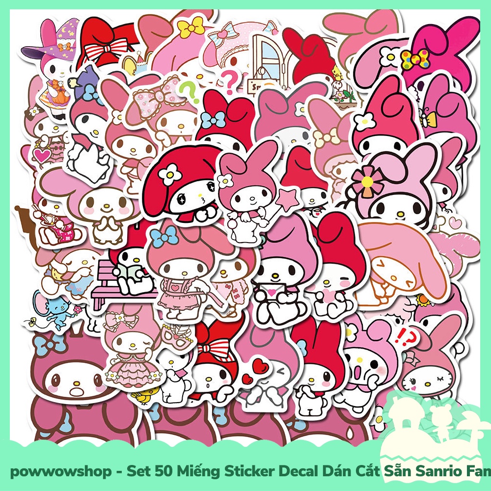 [Sẵn VN - Hỏa Tốc] Set 50 Miếng Sticker Decal Cắt Sẵn DIY Dán Trang Trí Vật Dụng Mẫu Sanrio Family Collection Biggie