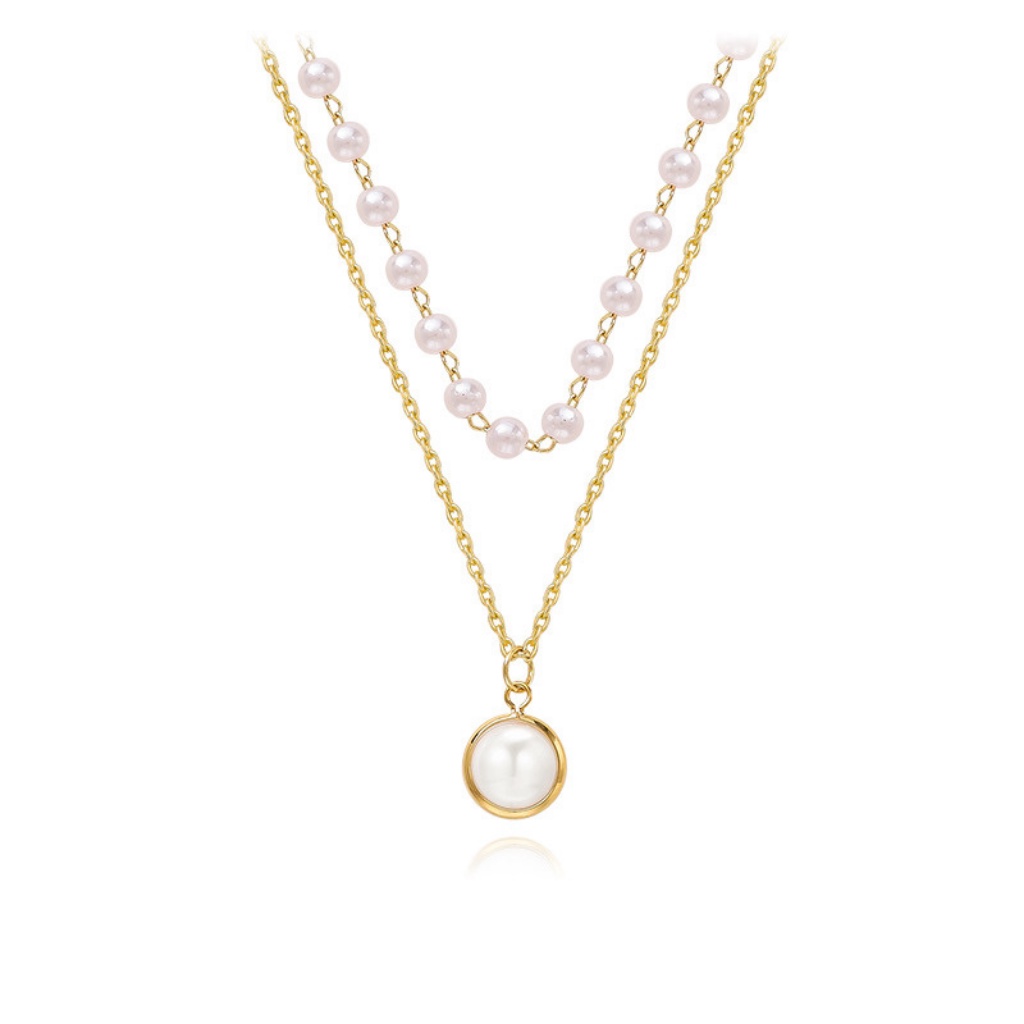 Dây chuyền nữ, vòng cổ 2 dây ngọc HOT trang sức Ciao Amor - Mã DC0058