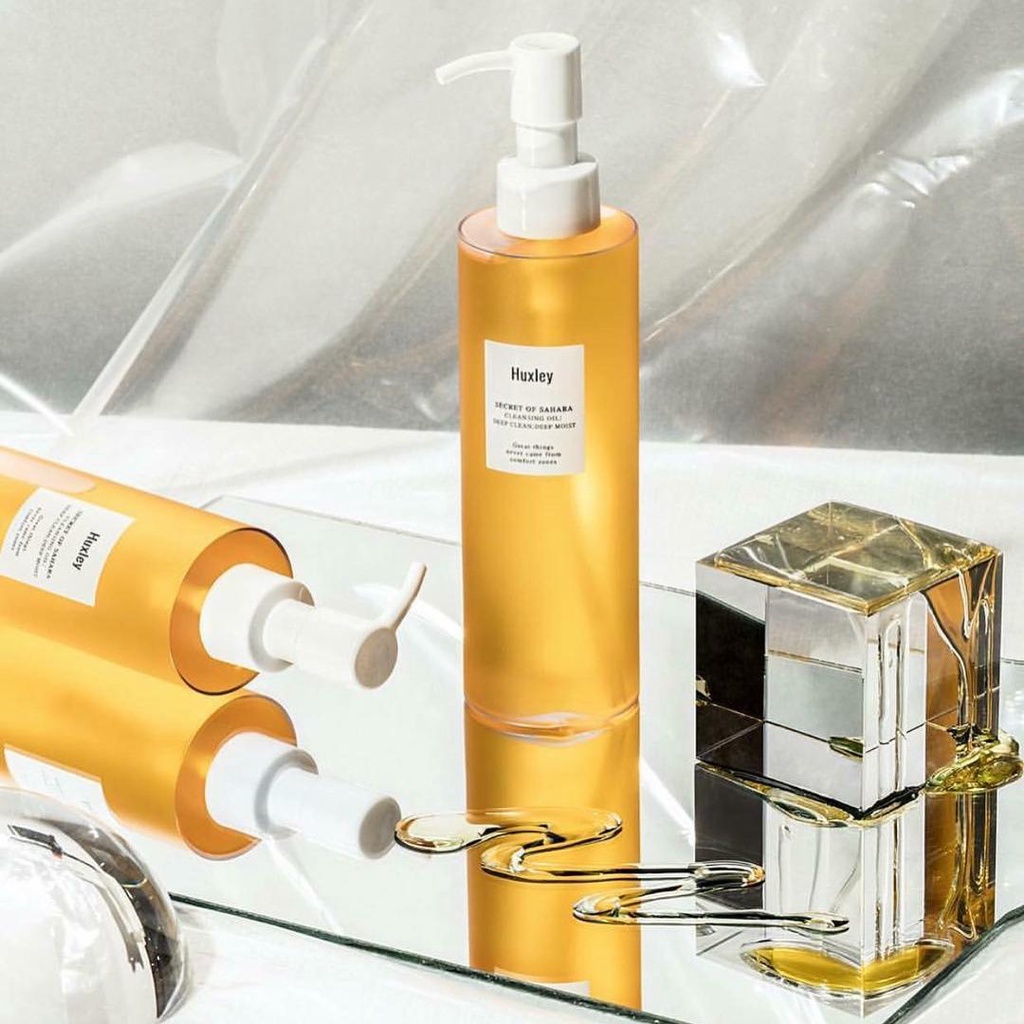 Combo Làm Sạch Sâu Cho Da Nhạy Cảm Chiết Xuất Xương Rồng Huxley(dầu tẩy trang Cleansing Oil200ml+SRM Cleansing Gel200ml)