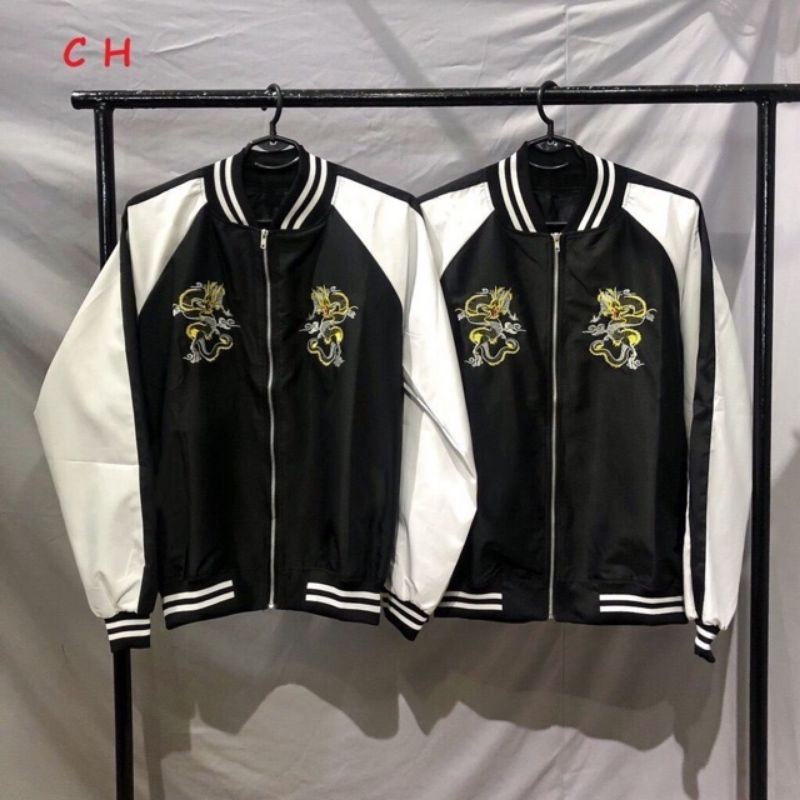 Áo Khoác Dù BOMBER form rộng Thêu Rồng Đen DRAGON Unisex Nam Nữ | BigBuy360 - bigbuy360.vn
