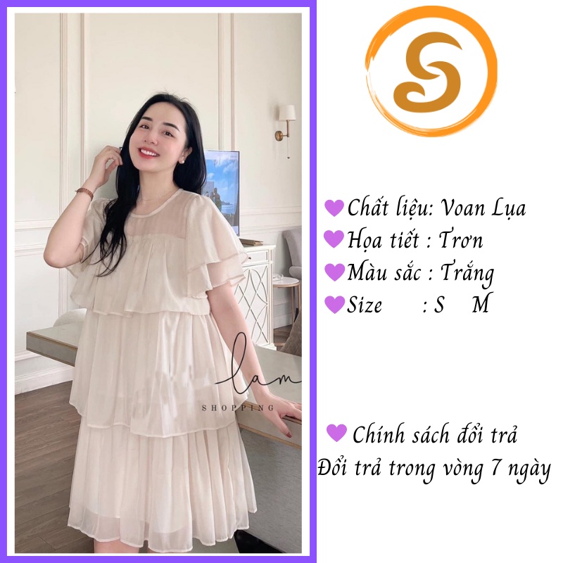 Váy nữ babydoll bánh bèo cổ tròn tay phồng nhiều tầng Shinosha V0025 | BigBuy360 - bigbuy360.vn
