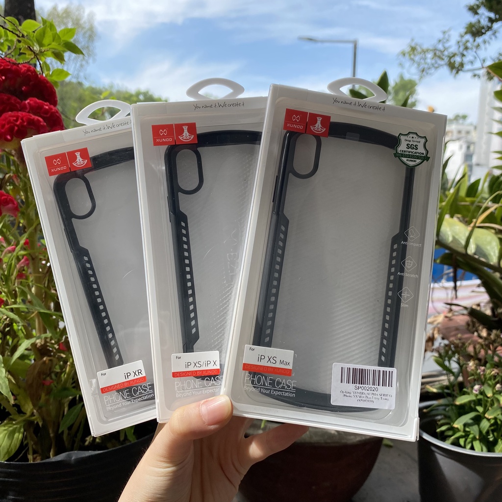 [Hỏa Tốc HCM] Ốp lưng XUNDD iPhone XR/ X/ XS/ XS Max (ALPHA SERIES) - Chống shock, Mặt lưng trong, Cạnh màu - Đen