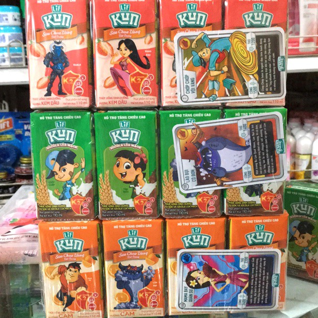 Sữa Kun Hương Trái Cây Nhiệt Đới/ Cam/ Dâu/ Socola/Nho 110ml - Vỉ 4 Hộp