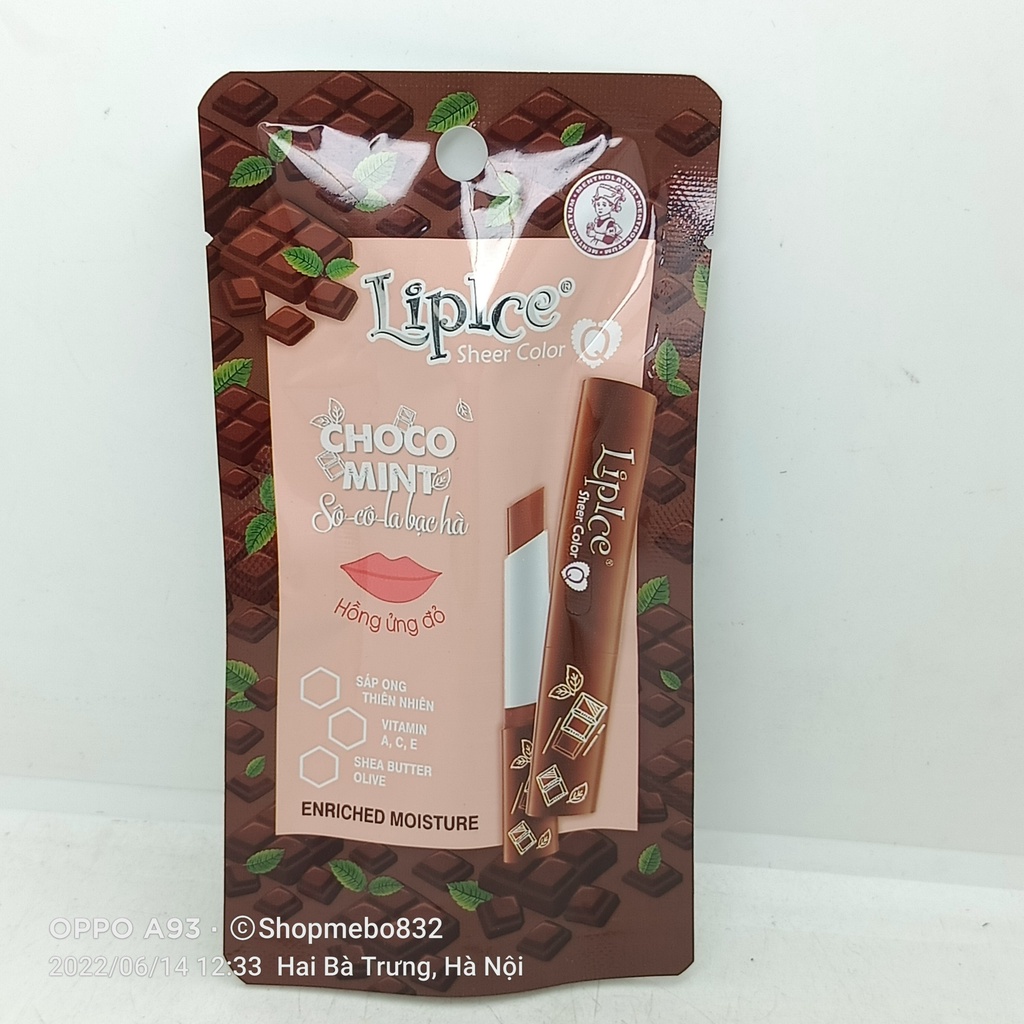 Son dưỡng Lipice sheer color màu hồng hương trà xanh và socola