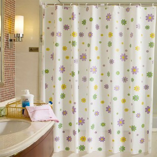 Bộ rèm phòng tắm từ PEVA kiểu dáng nhỏ nhắn xinh xắn chống thấm nước in họa tiết hoa có móc treo