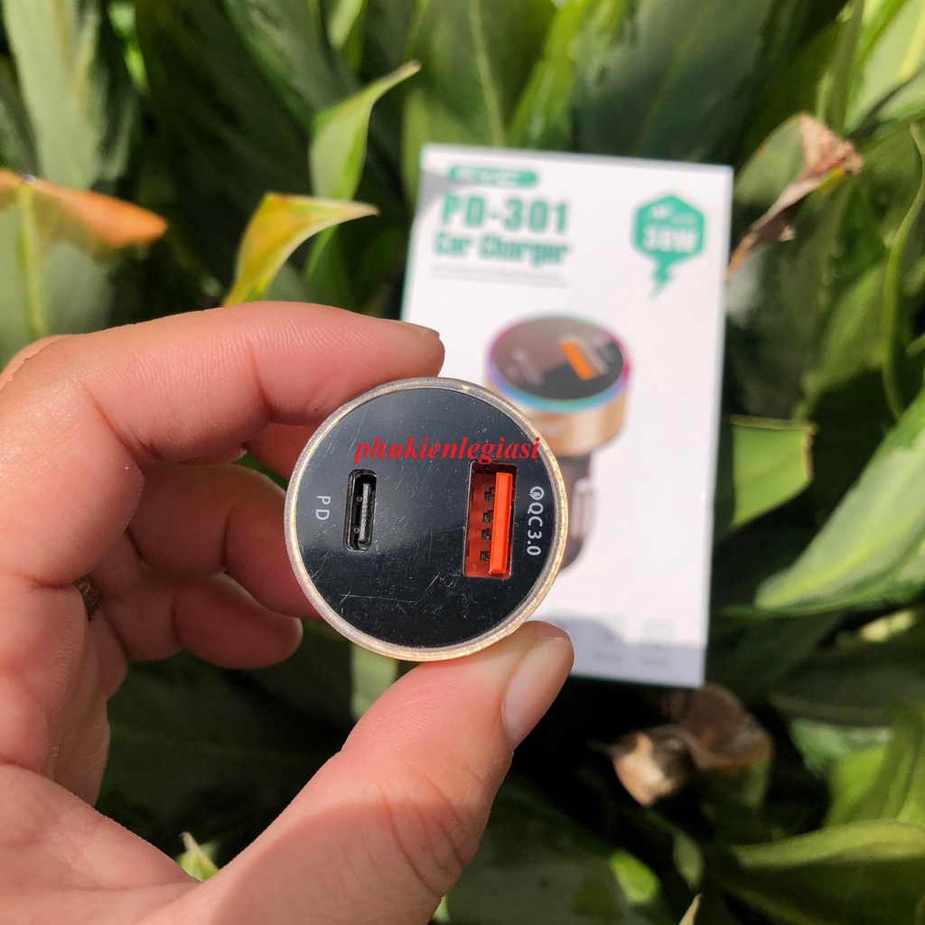 Cốc sạc xe hơi SYC 301 có cổng PD hỗ trợ sạc nhanh