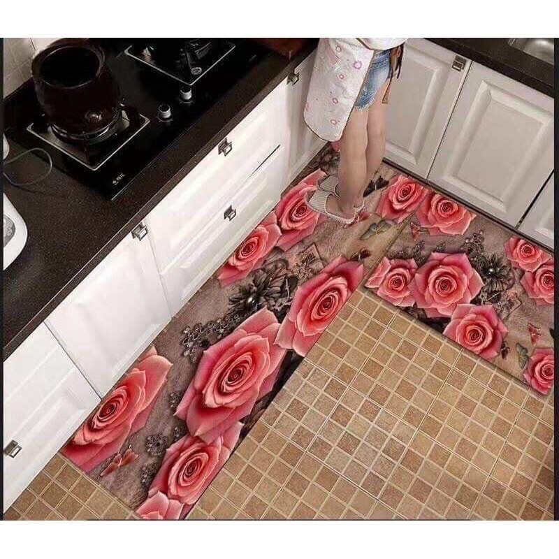 Thảm nhà bếp, thảm 3d {bộ 2 tấm 40*60 và 40*120}