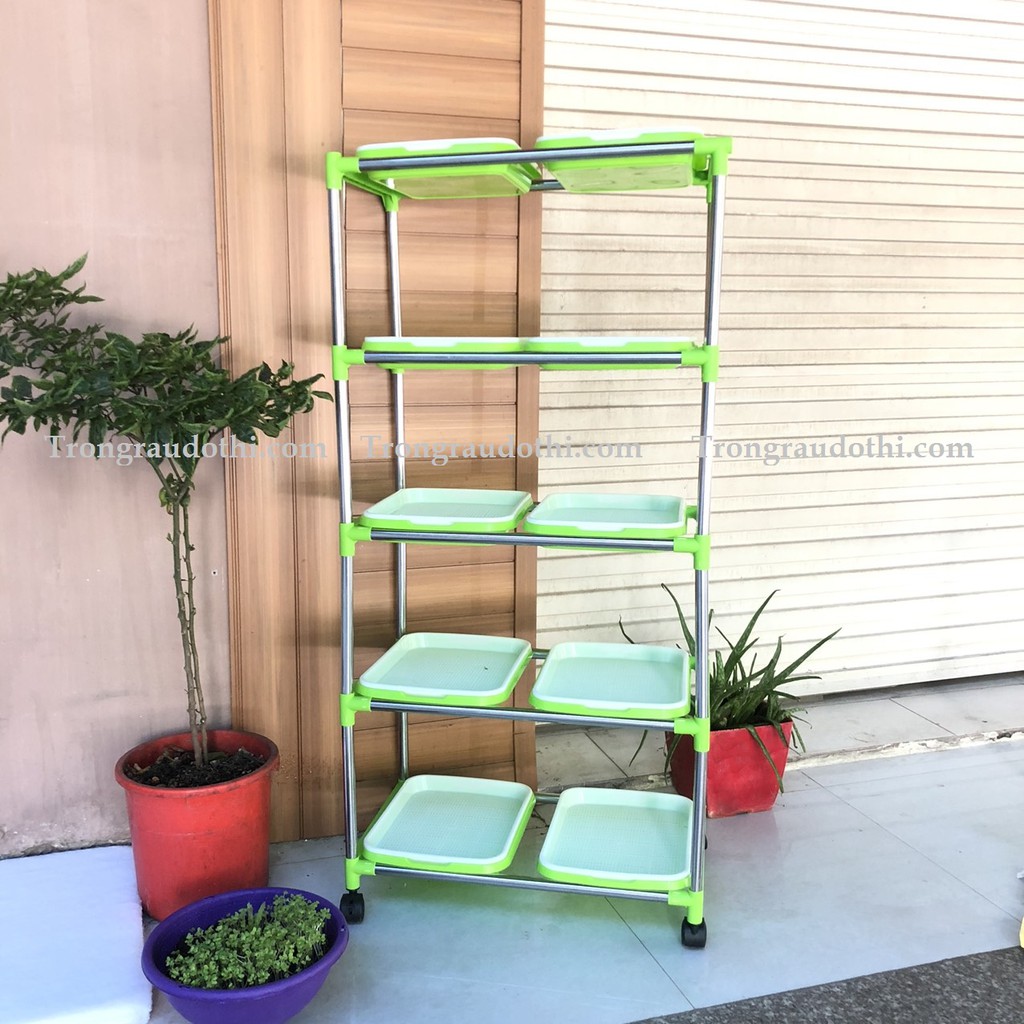 (TẶNG 0.5KG HẠT GIỐNG RAU MẦM ĐẬU HÀ LAN + 1 VÒI XỊT) Bộ trồng rau mầm 5 tầng 10 chậu