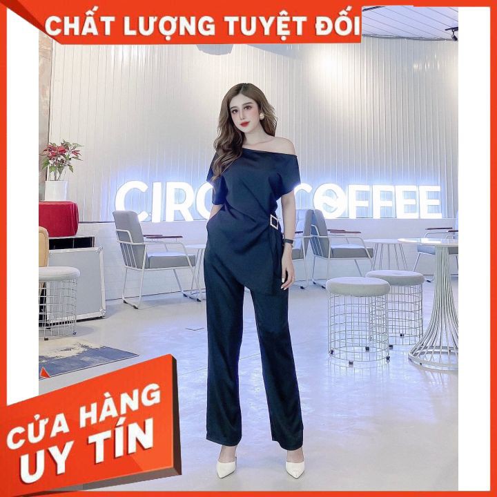 Set Áo Bẹt Vai [CoCo Shop] Set Áo Bẹt Vai Tag Eo + Quần Suông - Thời Trang Thiết Kế | BigBuy360 - bigbuy360.vn