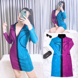 Đầm body dài tay khoá kéo