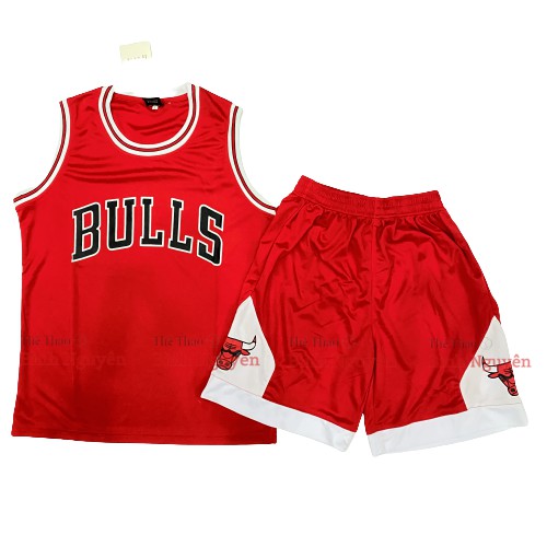 Bộ quần áo bóng rổ NBA Chicago Bulls trơn không số hàng đẹp nam nữ vải mè thoáng mát thấm mồ hôi tốt