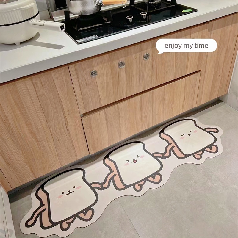 Thảm Lót Sàn Nhà Bếp In Hoạt Hình Chú Chó Đáng Yêu Giặt Sạch Tiện Lợi