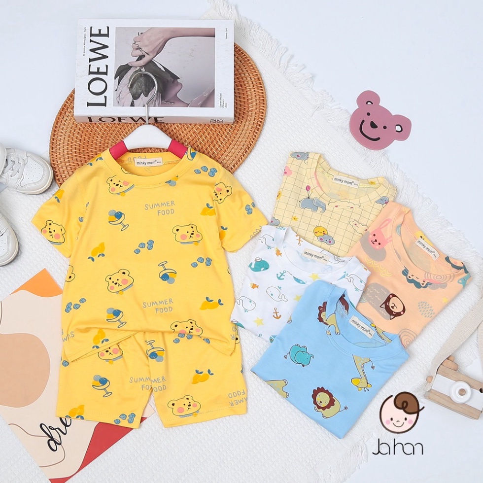 Bộ cộc tay bé trai bé gái - Bộ cộc tay Minky mom họa tiết Đám Mây 6-19kg siêu dễ thương