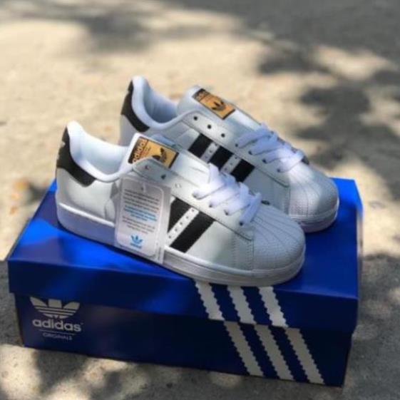 Giày Super Star trắng 3 sọc đen Hot Trend thể thao sneaker nam nữ, hàng Full box Full bill