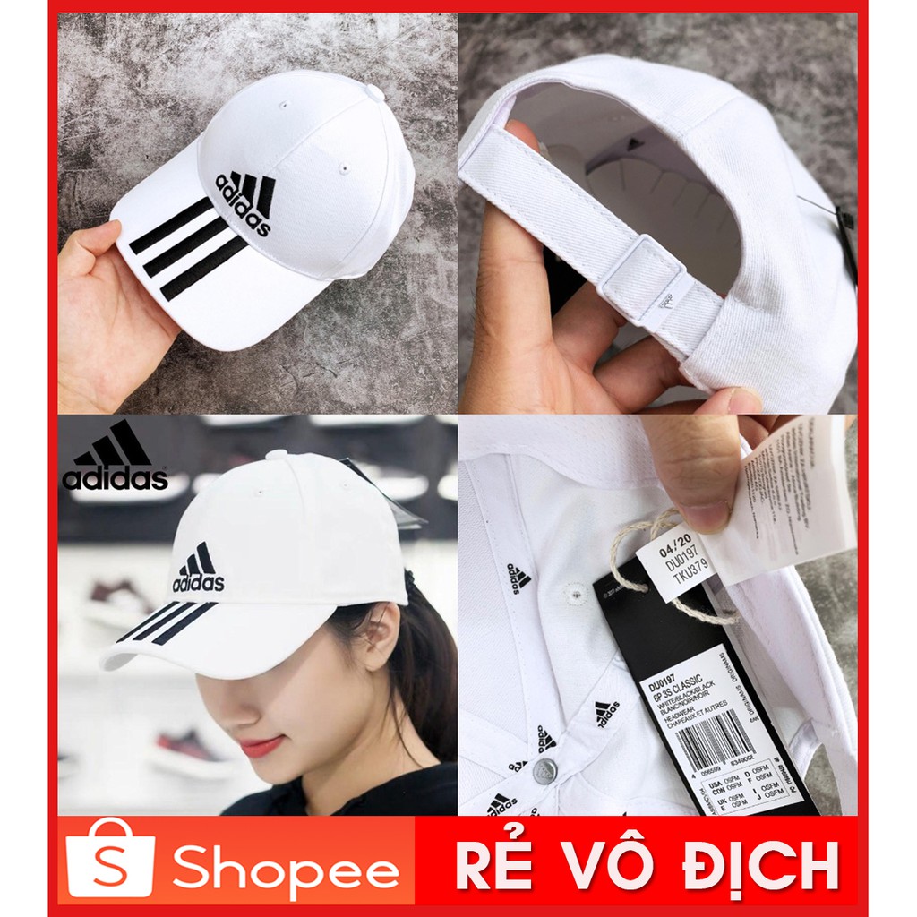 ⚡️ [ HÀNG XUẤT DƯ 1:1 ] Mũ / Nón kết Nam nữ Adidas SIX-PANEL CLASSIC 3-STRIPES - DU0197(Trắng) / Ảnh thật / CÓ SẴN HÀNG