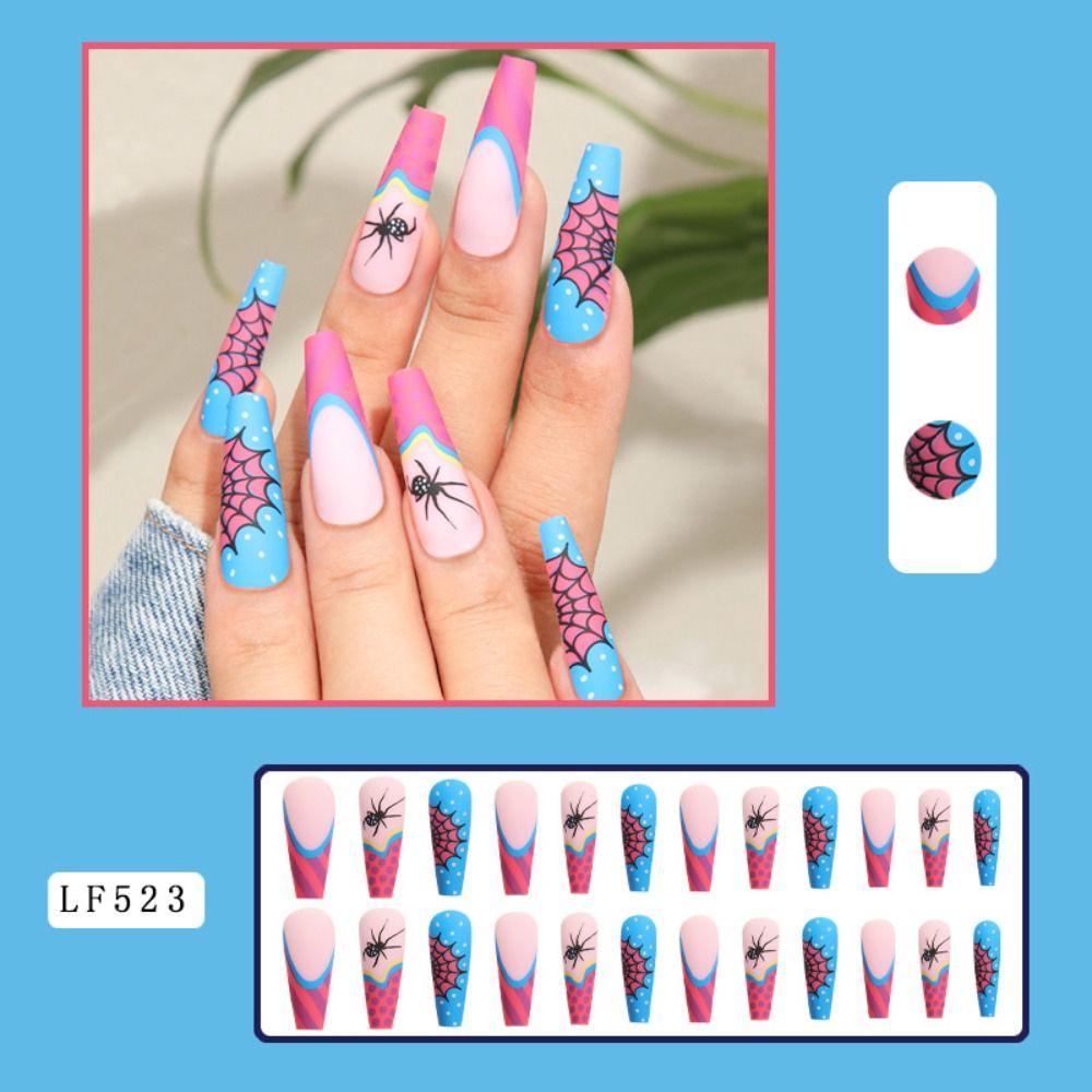 WATTLE Bộ 24 Móng Tay Giả Che Phủ Toàn Diện Phong Cách Halloween