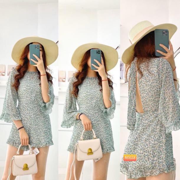 Jum giả váy hoa nhí màu xanh mint chất mát rượi