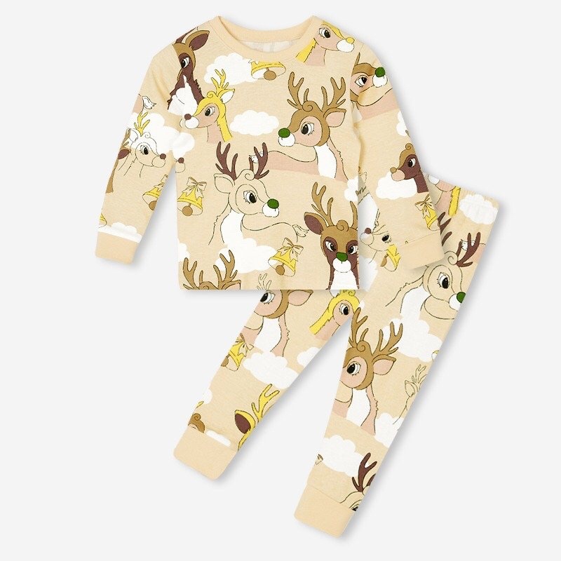 Đồ bộ quần áo dài tay dáng ôm thun cotton mẫu Hươu năm 2022 rất xinh của hãng Unifriend Hàn Quốc mã UND04