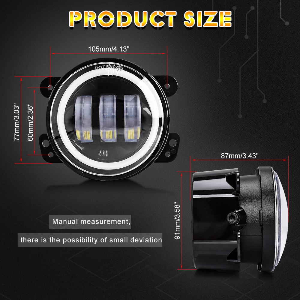 Set 2 đèn led sương mù 4 inch 60w 12v 24v cho xe ô tô