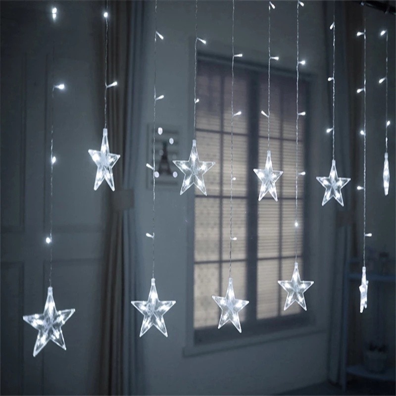 Dây đèn LED 2.5M hình ngôi sao điều khiển từ xa chống thấm nước trang trí nhà cửa