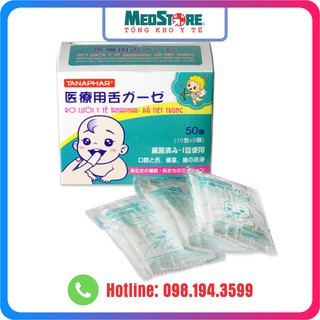 Gạc rơ lưỡi em bé tiệt trùng Tanaphar (hộp 50 cái)