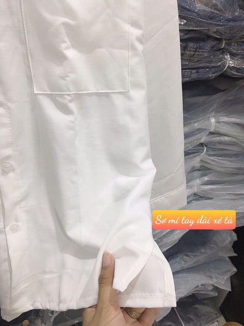🌪Sơ Mi Tay Dài Trắng Xẻ Tà | BigBuy360 - bigbuy360.vn