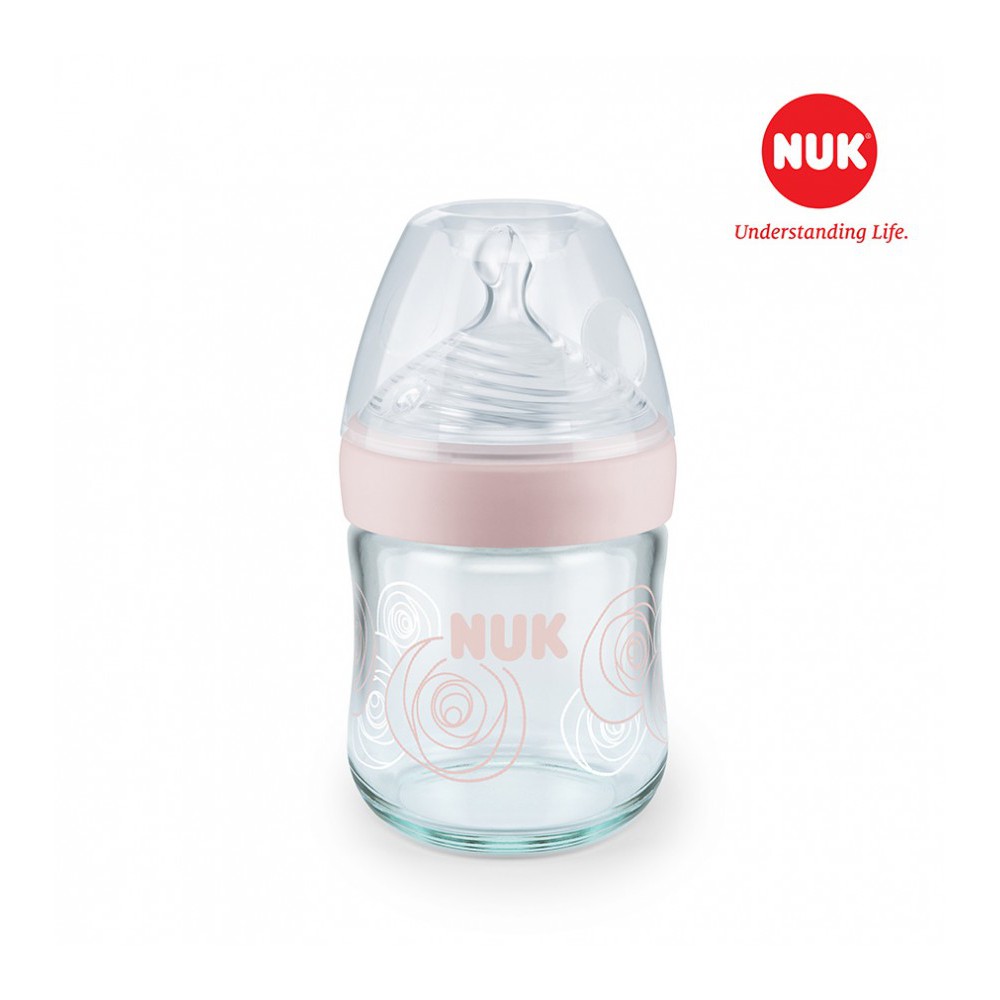 Bình sữa NUK Nature Sense thủy tinh núm ti Silicone S1 - M