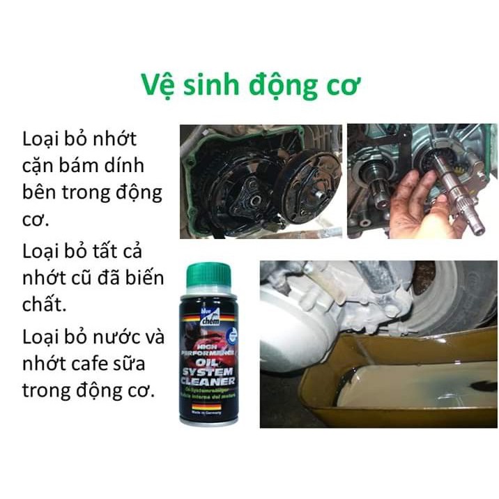 Bộ 2 phụ gia xăng 33017 và nhớt 33027 cao cấp cho xe máy Bluechem