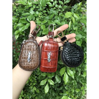 Ví đựng móc khoá xe hơi ô tô da cá sấu thật | ryry store len và da cá sấu